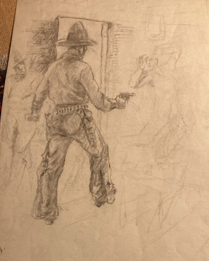 A cowboy in a saloon